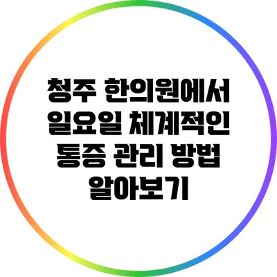청주 한의원에서 일요일 체계적인 통증 관리 방법 알아보기