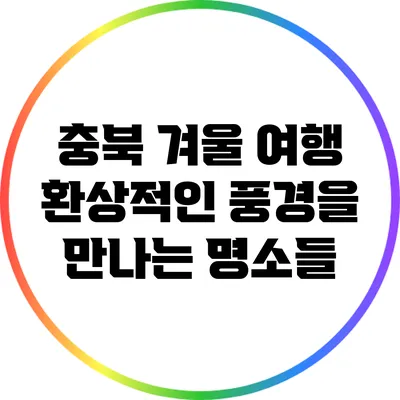 충북 겨울 여행: 환상적인 풍경을 만나는 명소들