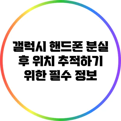 갤럭시 핸드폰 분실 후 위치 추적하기 위한 필수 정보