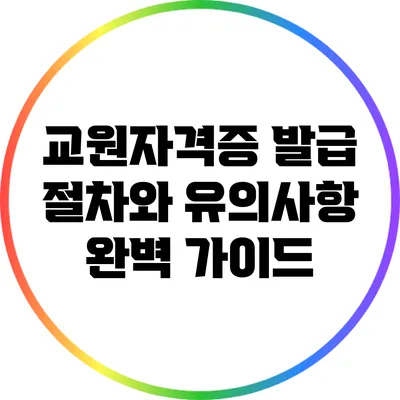 교원자격증 발급 절차와 유의사항 완벽 가이드