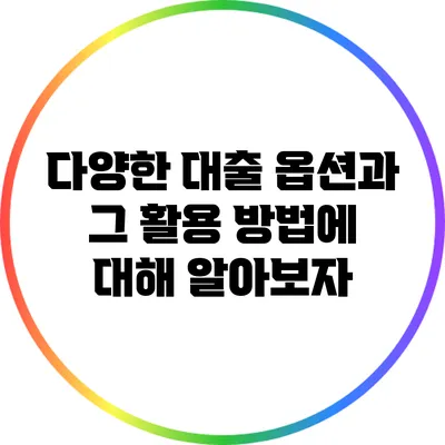 다양한 대출 옵션과 그 활용 방법에 대해 알아보자