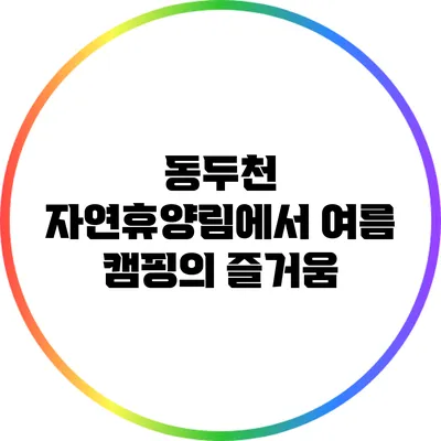 동두천 자연휴양림에서 여름 캠핑의 즐거움