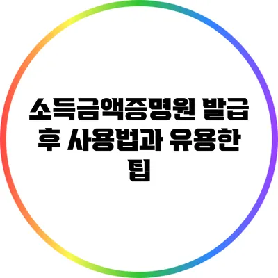 소득금액증명원 발급 후 사용법과 유용한 팁