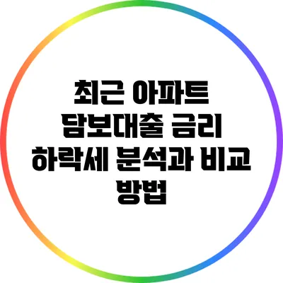 최근 아파트 담보대출 금리 하락세 분석과 비교 방법
