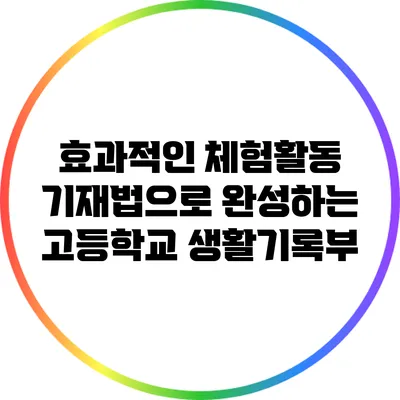 효과적인 체험활동 기재법으로 완성하는 고등학교 생활기록부