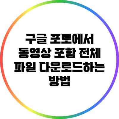 구글 포토에서 동영상 포함 전체 파일 다운로드하는 방법