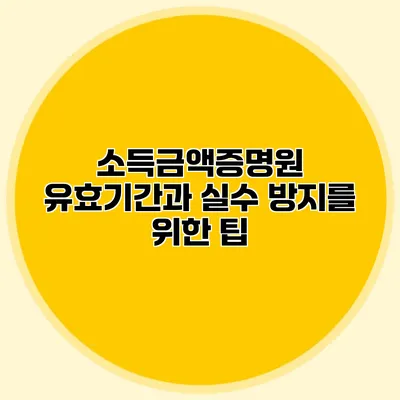 소득금액증명원 유효기간과 실수 방지를 위한 팁