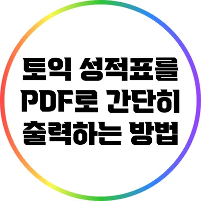 토익 성적표를 PDF로 간단히 출력하는 방법