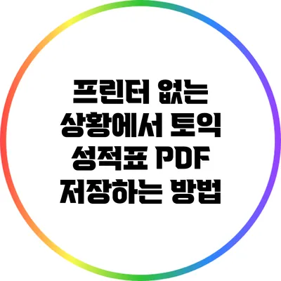 프린터 없는 상황에서 토익 성적표 PDF 저장하는 방법