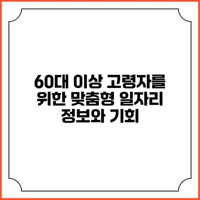 60대 이상 고령자를 위한 맞춤형 일자리 정보와 기회