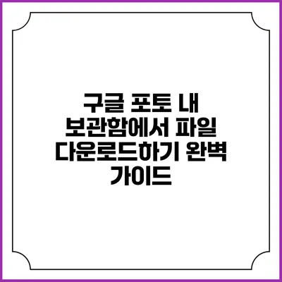 구글 포토 내 보관함에서 파일 다운로드하기 완벽 가이드