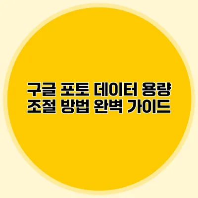 구글 포토 데이터 용량 조절 방법 완벽 가이드