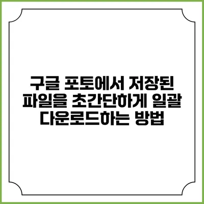 구글 포토에서 저장된 파일을 초간단하게 일괄 다운로드하는 방법
