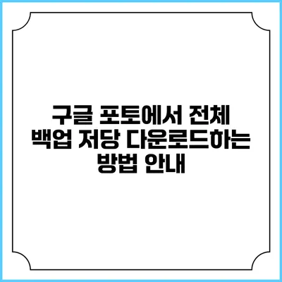 구글 포토에서 전체 백업 저당 다운로드하는 방법 안내