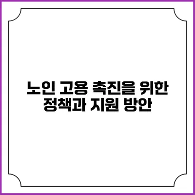 노인 고용 촉진을 위한 정책과 지원 방안