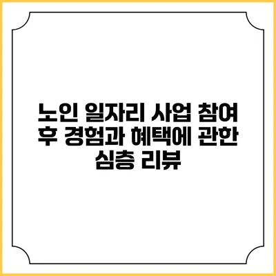 노인 일자리 사업 참여 후 경험과 혜택에 관한 심층 리뷰