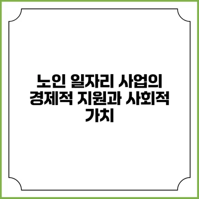 노인 일자리 사업의 경제적 지원과 사회적 가치