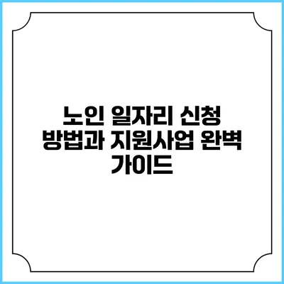 노인 일자리 신청 방법과 지원사업 완벽 가이드