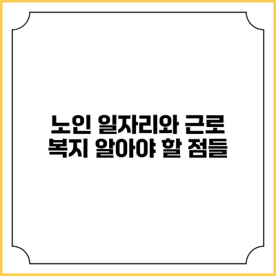 노인 일자리와 근로 복지: 알아야 할 점들