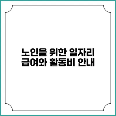 노인을 위한 일자리: 급여와 활동비 안내