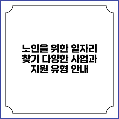 노인을 위한 일자리 찾기: 다양한 사업과 지원 유형 안내