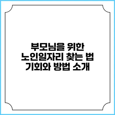 부모님을 위한 노인일자리 찾는 법: 기회와 방법 소개