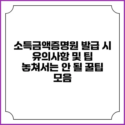 소득금액증명원 발급 시 유의사항 및 팁: 놓쳐서는 안 될 꿀팁 모음