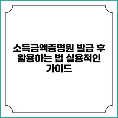 소득금액증명원 발급 후 활용하는 법: 실용적인 가이드