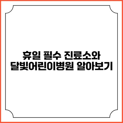 휴일 필수 진료소와 달빛어린이병원 알아보기
