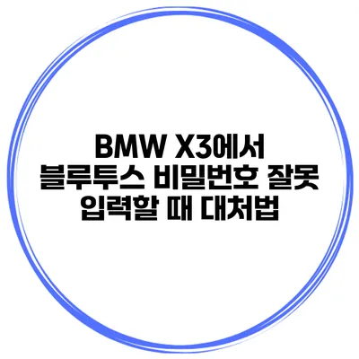 BMW X3에서 블루투스 비밀번호 잘못 입력할 때 대처법