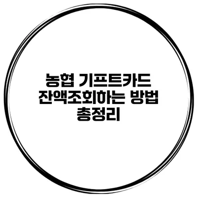 농협 기프트카드 잔액조회하는 방법 총정리