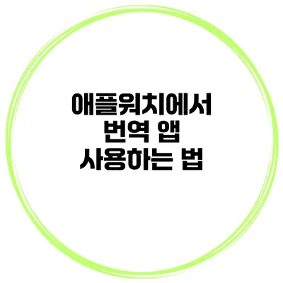 애플워치에서 번역 앱 사용하는 법